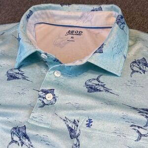 IZOD Polo Shirt Men's XL Golf Saltwater Swordfish Marlin Performance Fish UPF-30